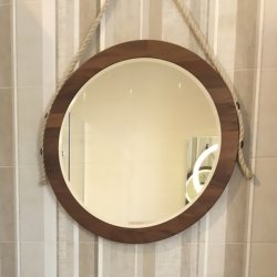 WOODSTYLE NOCE AMERICANO Round Bathroom Mirror