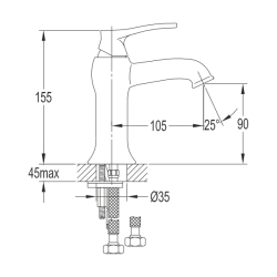 ART DECO 90 ANTIQUE BRONZE Single Lever Basin Mixer