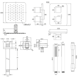PARMA SQUARE Slim ☐40 CLT Thermostatic Concealed Shower System Set