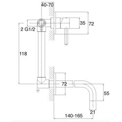 Y 165 GOLD  Wall-mounted Concealed Single Lever Basin Mixer