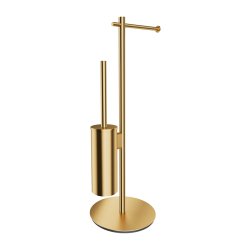 MODERN PROJECT BRUSHED GOLD Free-standing Toilet Roll and Brush Holder
